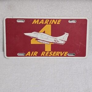 VTG 70s Marine Air Reserve Booster License Plate 4 Pilot USMC A-4 Skyhawk Jet